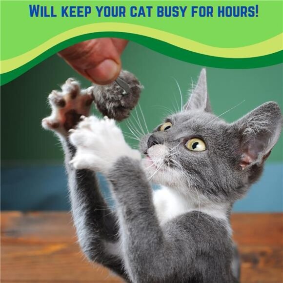 Smokey's Stash Rabbit Fur Mouse Cat Toy 12 per Pack White and Gray Fuzzy Toys - Picture 2 of 7